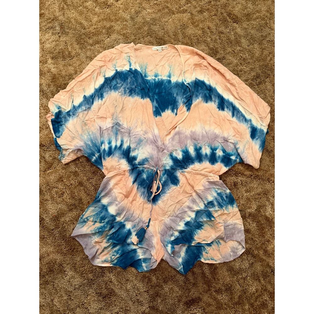 Young Fabulous & Broke Tie Dye Rayon Romper Swim Suit Cover-Up YFB Boho Tassels